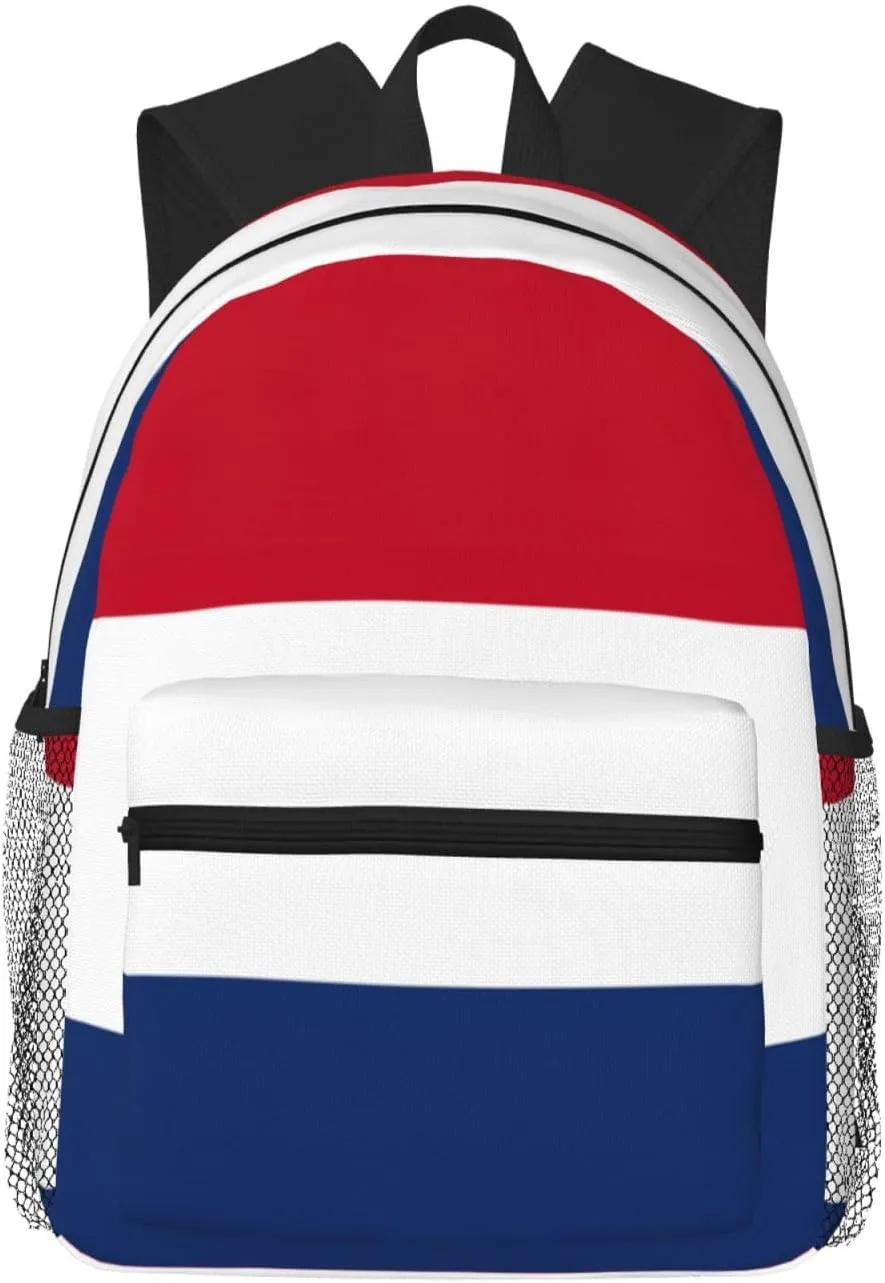 Dutch Flag Print Comfortable Backpack Ideal For Travel, Outdoor And Everyday Use, Unisex