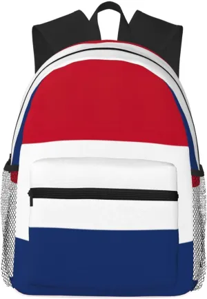 Dutch Flag Print Comfortable Backpack Ideal For Travel, Outdoor And Everyday Use, Unisex