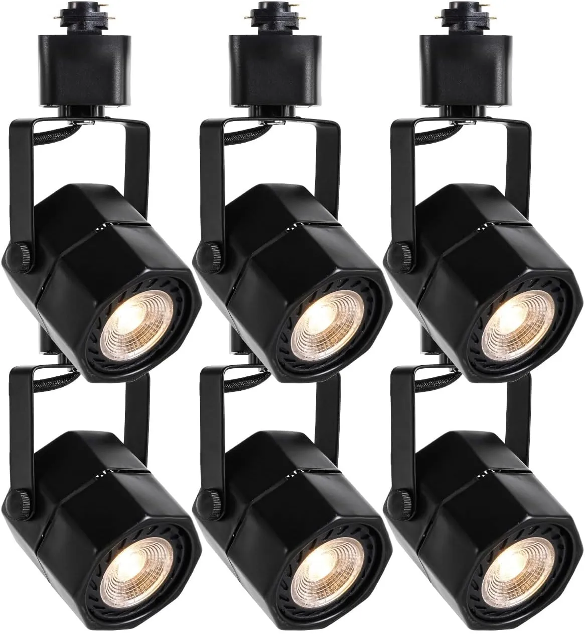EAGLOD 10W LED Track Lights Heads H Type Track Lighting Heads Dimmable Ceiling Spotlight for Accent Task Wall Art Lighting 24° 6 Pack(4000K Daylight) (Black)