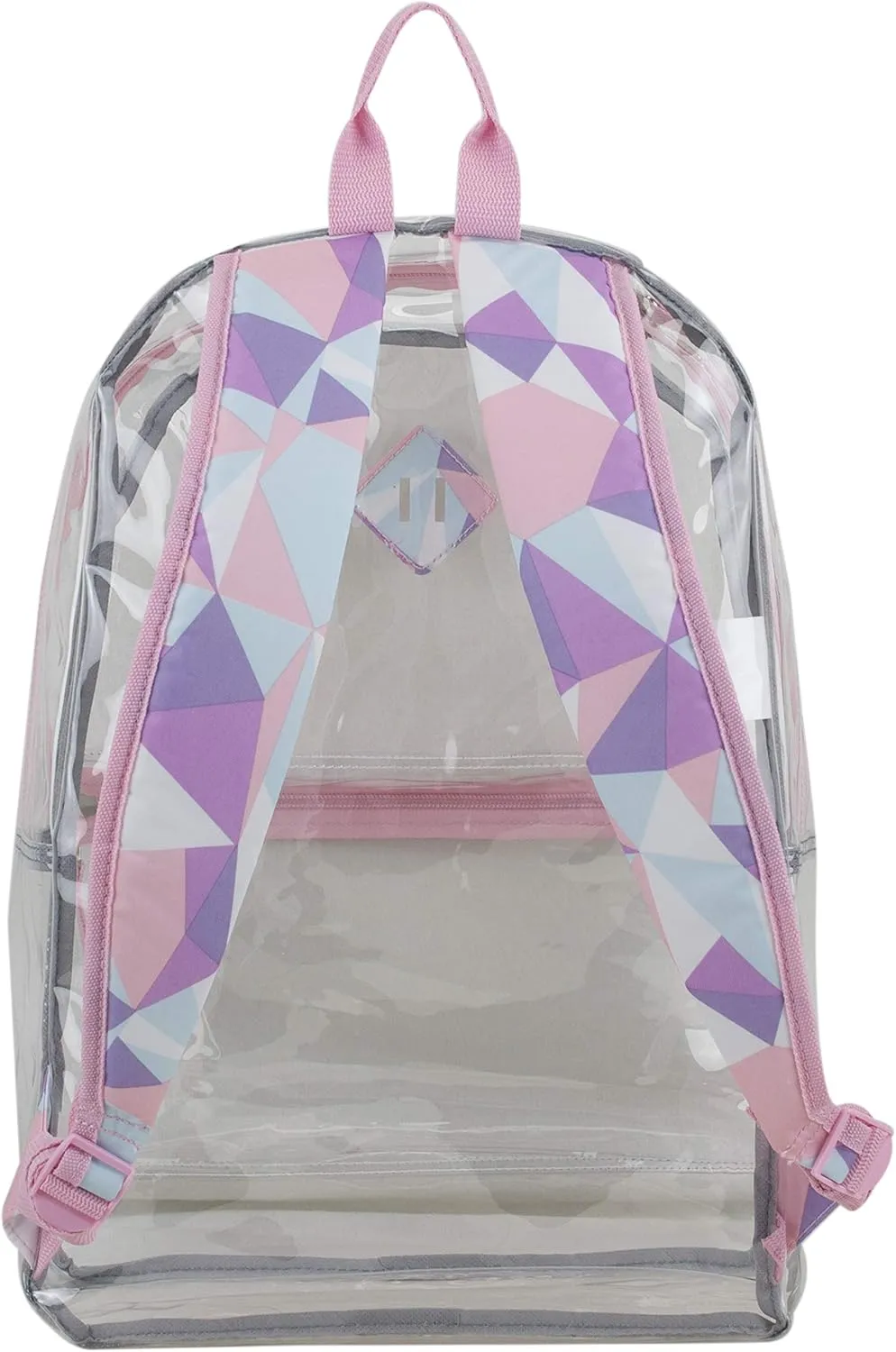 Eastsport Transparent Clear Stadium Approved Backpack Bag for Work, Festival, Concert, Parade, Crystal Geo Pring/Rose Sand