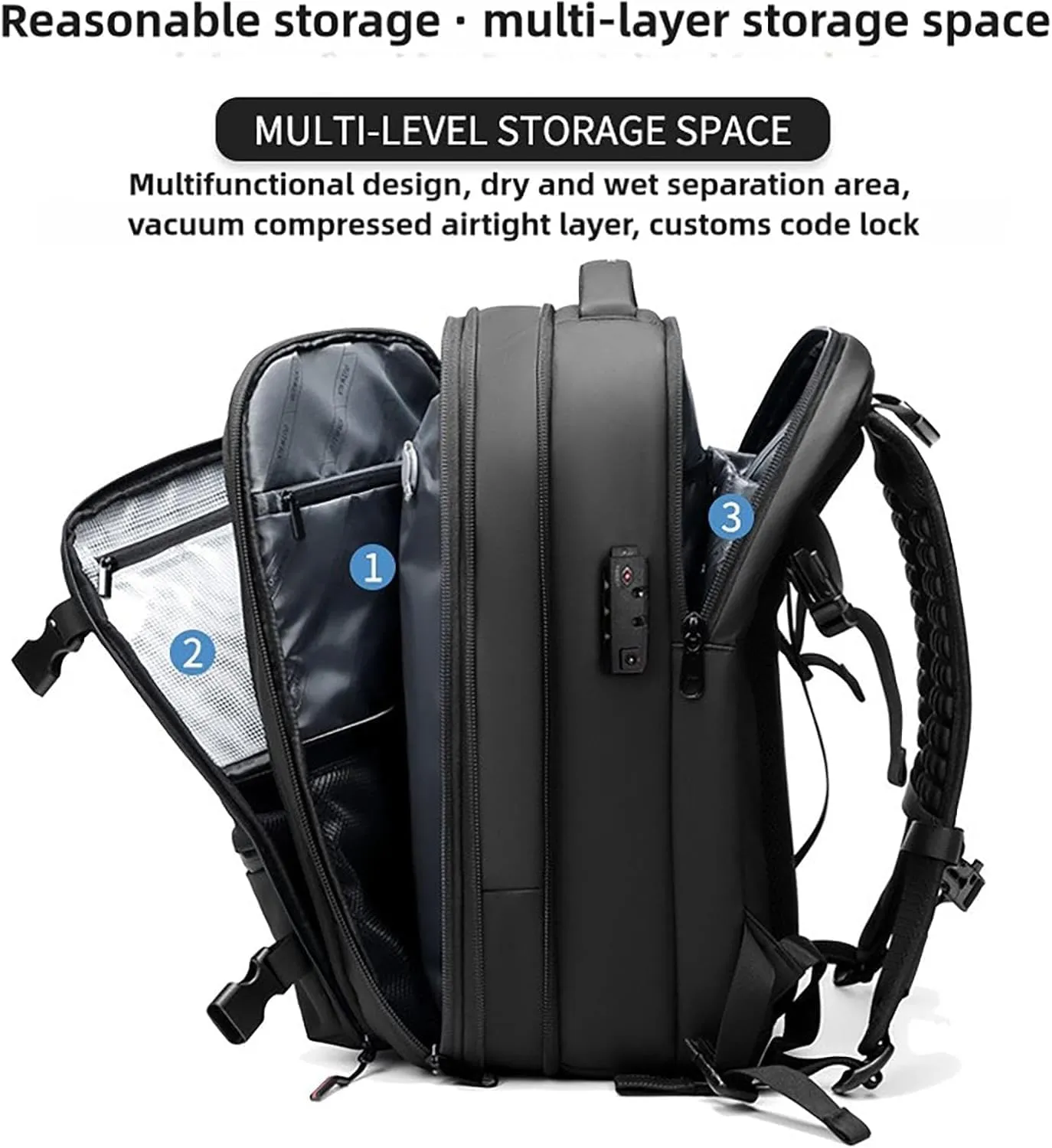 Easy Vac Pack Backpack, Easy Vac Backpack, Easyvacpack 60l Large Capacity Waterproof Anti-Theft Travel Bag (Classic-Grey)