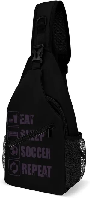 Eat Sleep Soccer Repeat Fashion Sling Bag Shoulder Chest Crossbody Bags for Women Men Backpack Daypack Travel Hiking