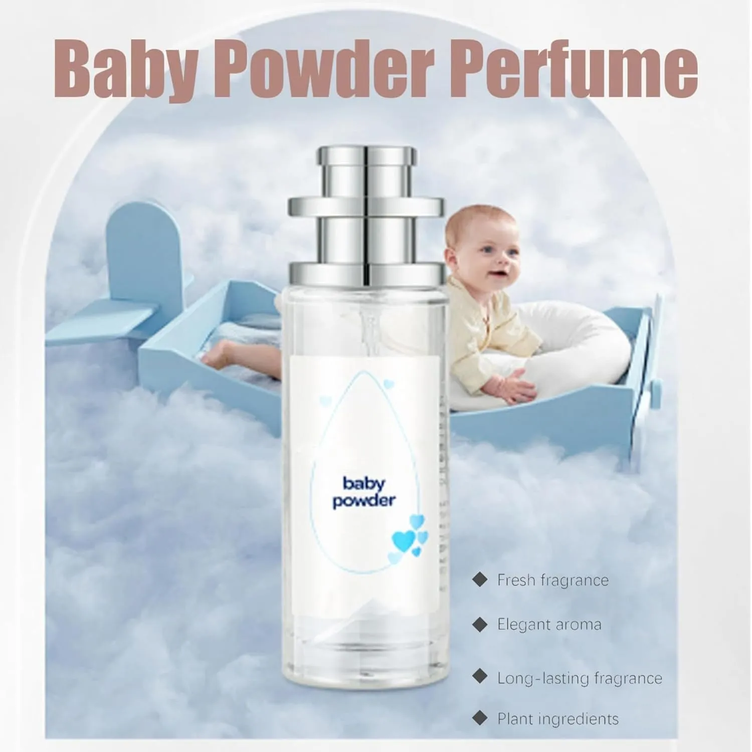 Ebyveen Baby Powder Perfume, Elyven Baby Powder Perfume, Elyven Fresh Scent Perfumes Fragrance Body, An Eau De Parfum, Floral & Creamy Aroma For Women & Men (PowderClassic)