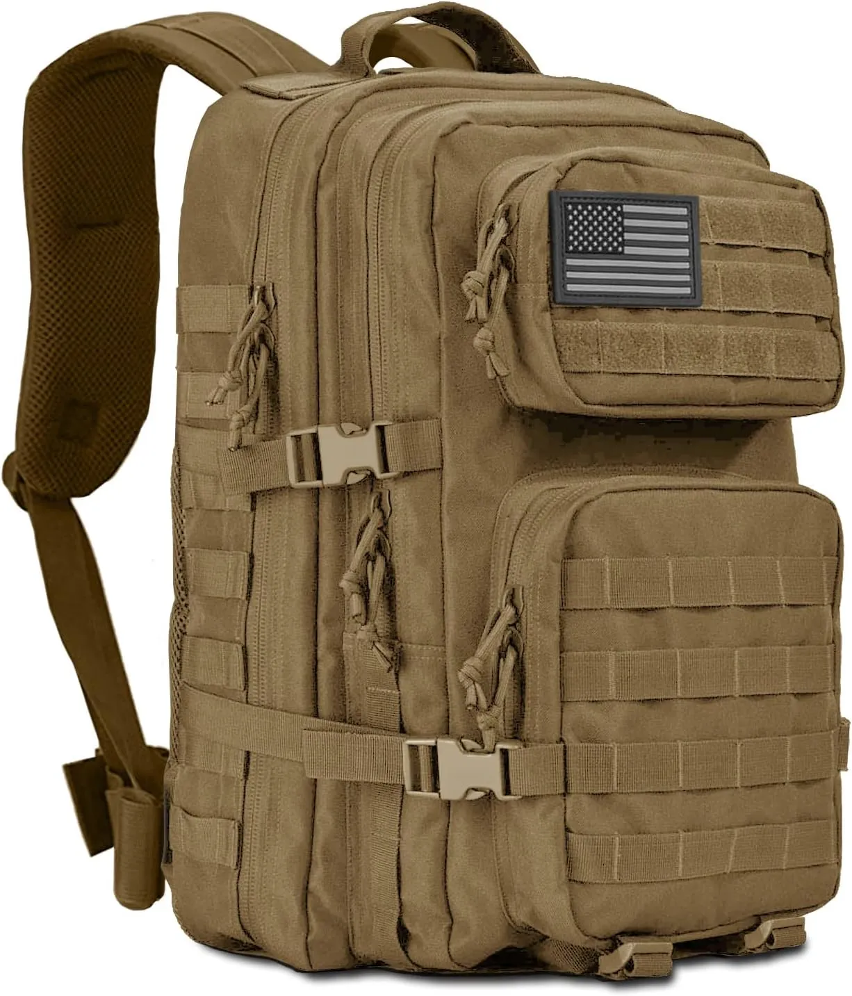 EcoGear FX XGear Tactical Military Tactical Backpack – Large Army Assault 3 Day Molle Bug Out Bag Hiking Trekking Rucksack Backpack (Khaki)