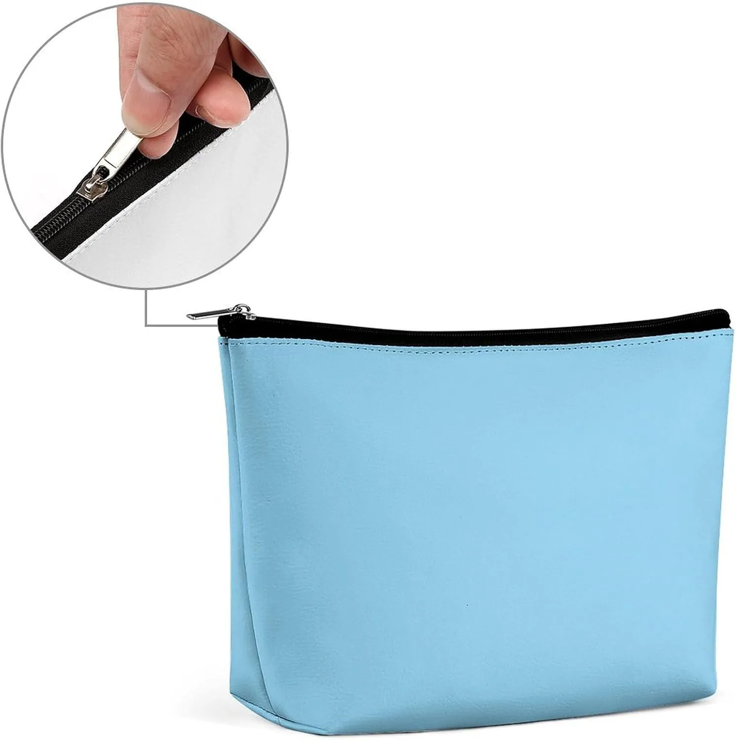 Elegant Makeup Bag, Baby Blue Solid Color Classic Elegant Cosmetic Bag Large Capacity Pouch Portable Organizer for Men & Women