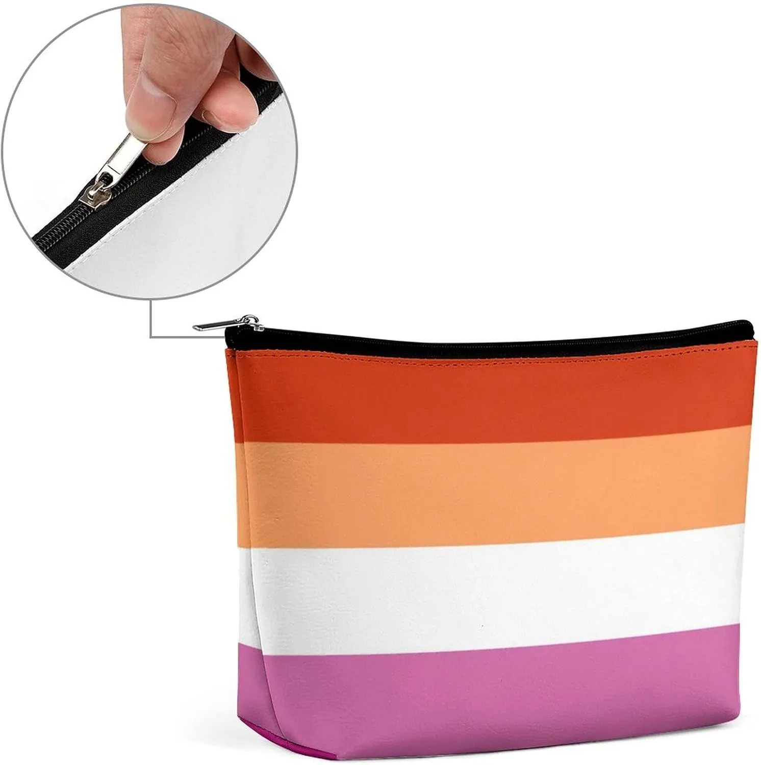 Elegant Makeup Bag, Colorful Stripes Cosmetic Bag Large Capacity Pouch Portable Organizer for Men & Women