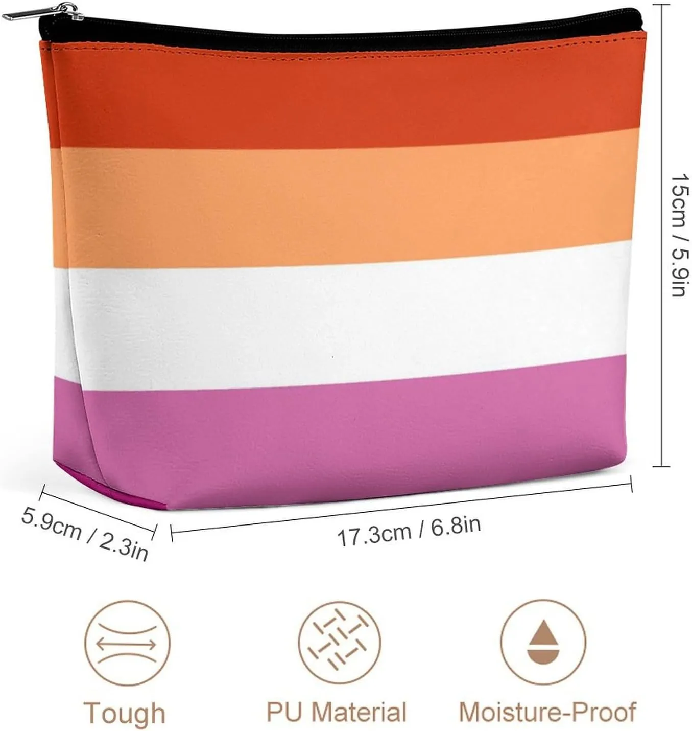 Elegant Makeup Bag, Colorful Stripes Cosmetic Bag Large Capacity Pouch Portable Organizer for Men & Women