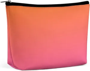 Elegant Makeup Bag, Orange and Pink Gradient Cosmetic Bag Large Capacity Pouch Portable Organizer for Men & Women
