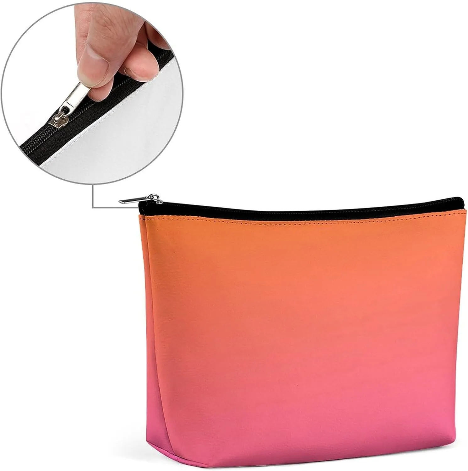 Elegant Makeup Bag, Orange and Pink Gradient Cosmetic Bag Large Capacity Pouch Portable Organizer for Men & Women