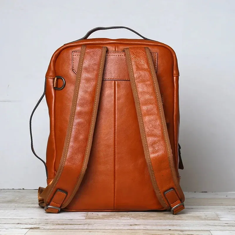 Embossed Design Leather Backpack For Men
