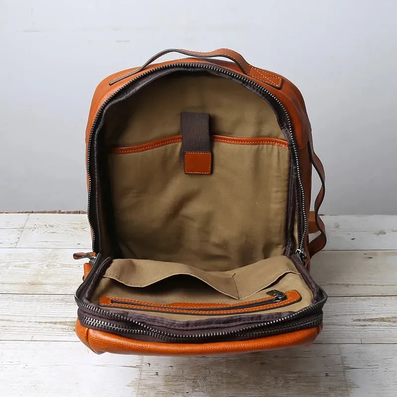 Embossed Design Leather Backpack For Men