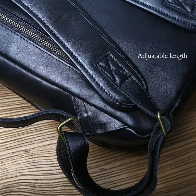 Embossed Design Leather Backpack For Men