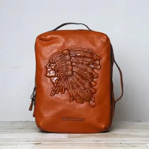 Embossed Design Leather Backpack For Men