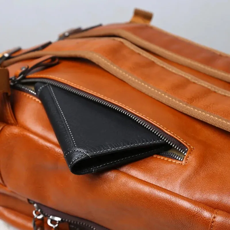 Embossed Design Leather Backpack For Men