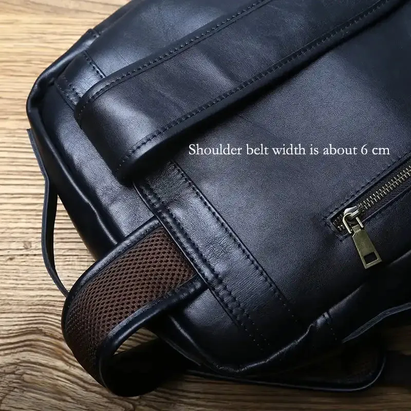 Embossed Design Leather Backpack For Men