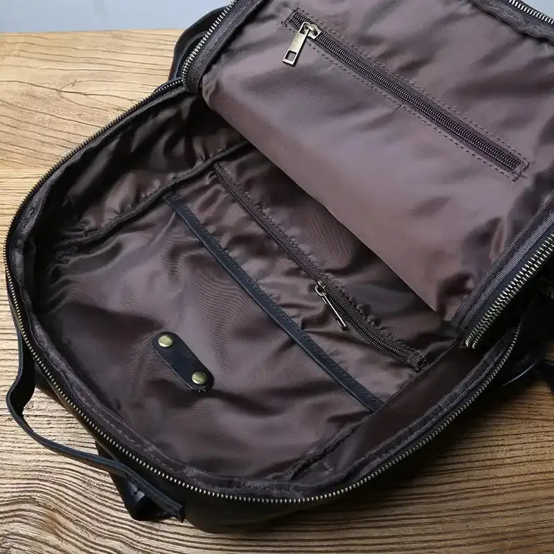 Embossed Design Leather Backpack For Men