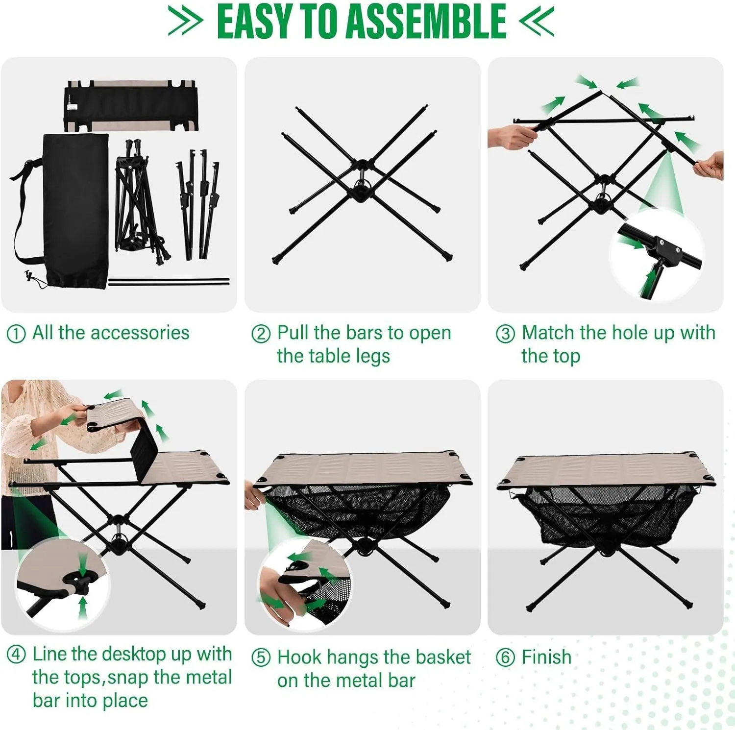 Emelivor Gray Peach Folding Camping Table Portable Beach Table with Carry Bag Small Camping Side Table for Camping Outdoor Picnic Travel Cooking