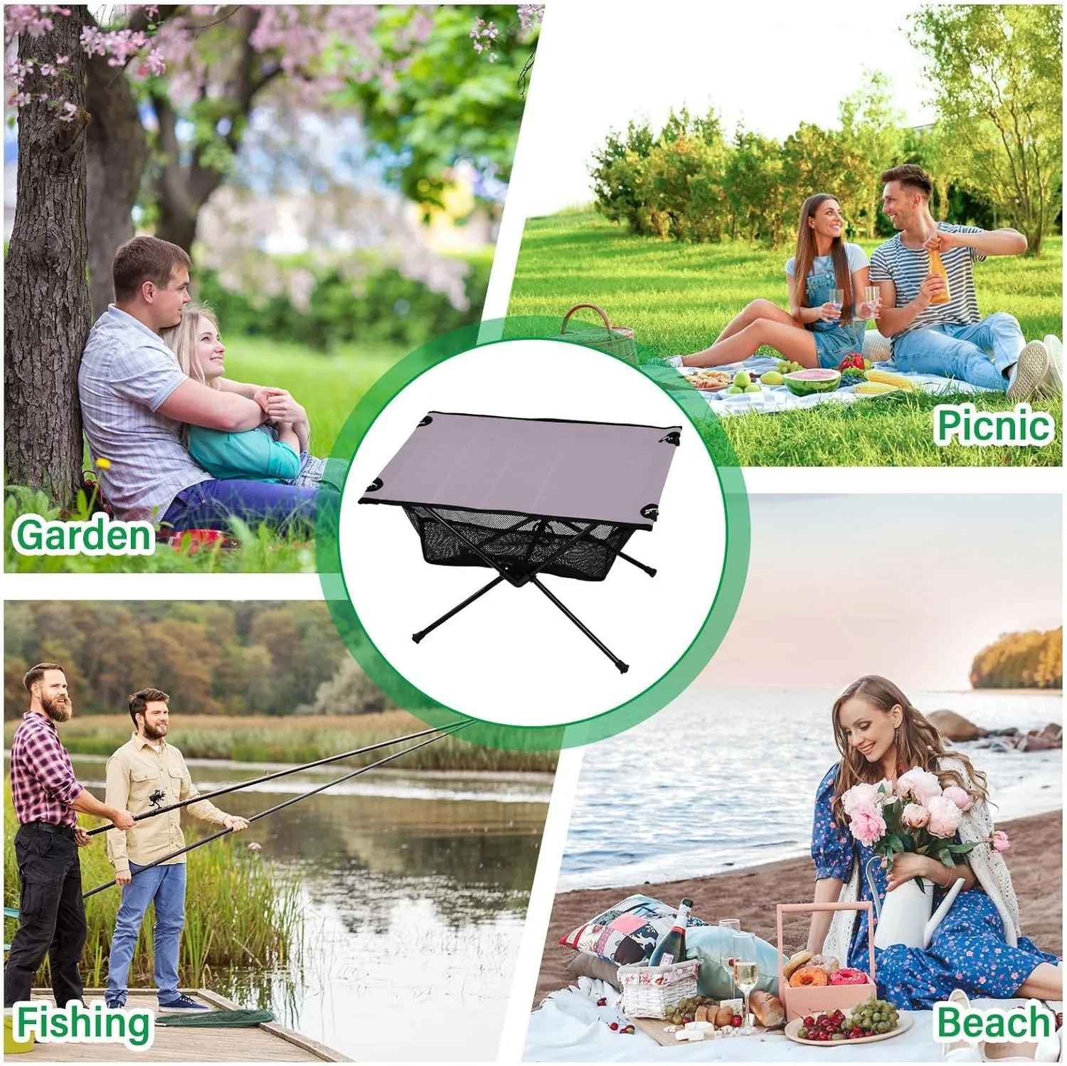 Emelivor Mauve Folding Camping Table Portable Beach Table with Carry Bag Small Picnic Table for Camping Hiking Fishing Garden Outdoor