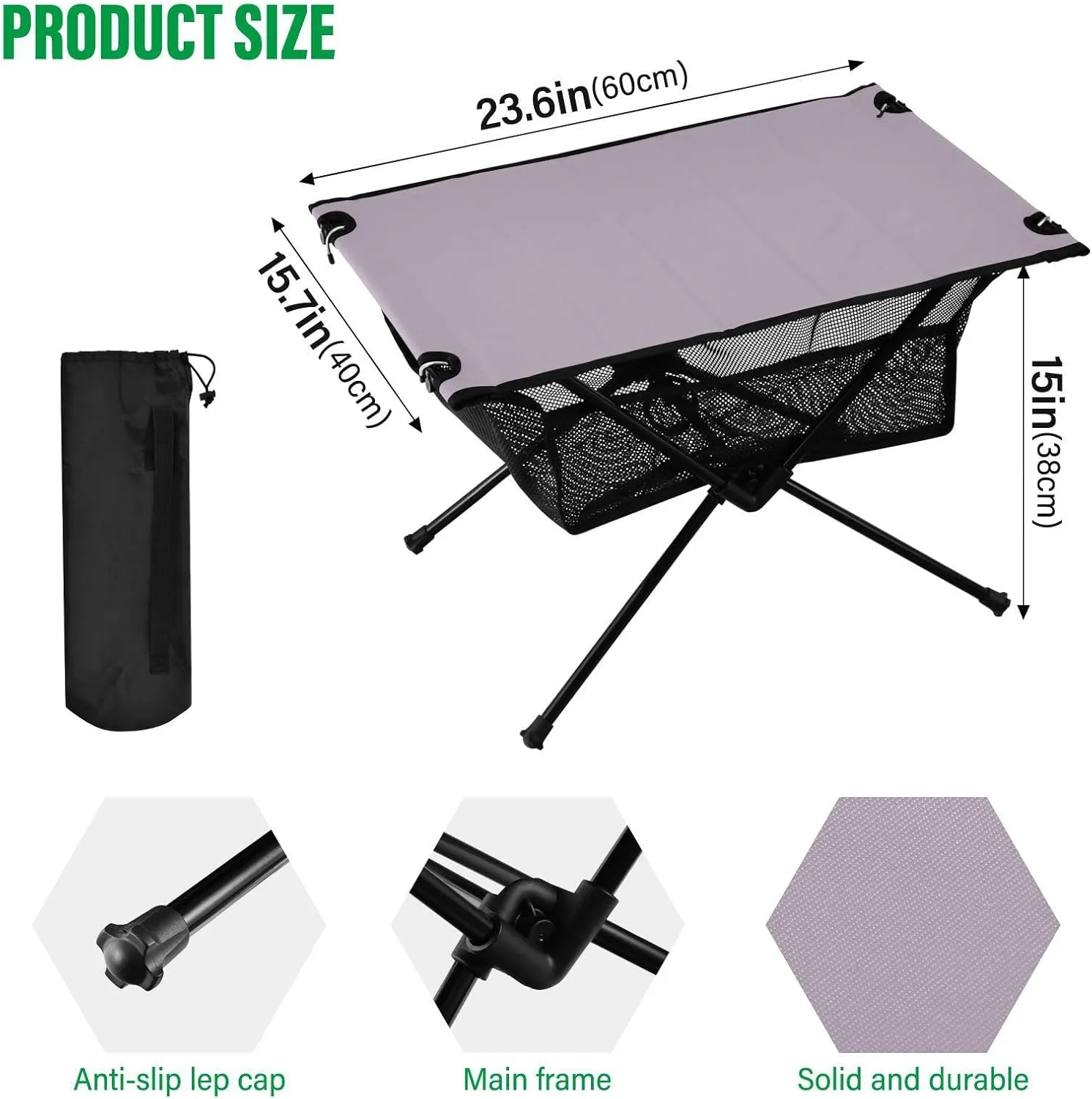 Emelivor Mauve Folding Camping Table Portable Beach Table with Carry Bag Small Picnic Table for Camping Hiking Fishing Garden Outdoor