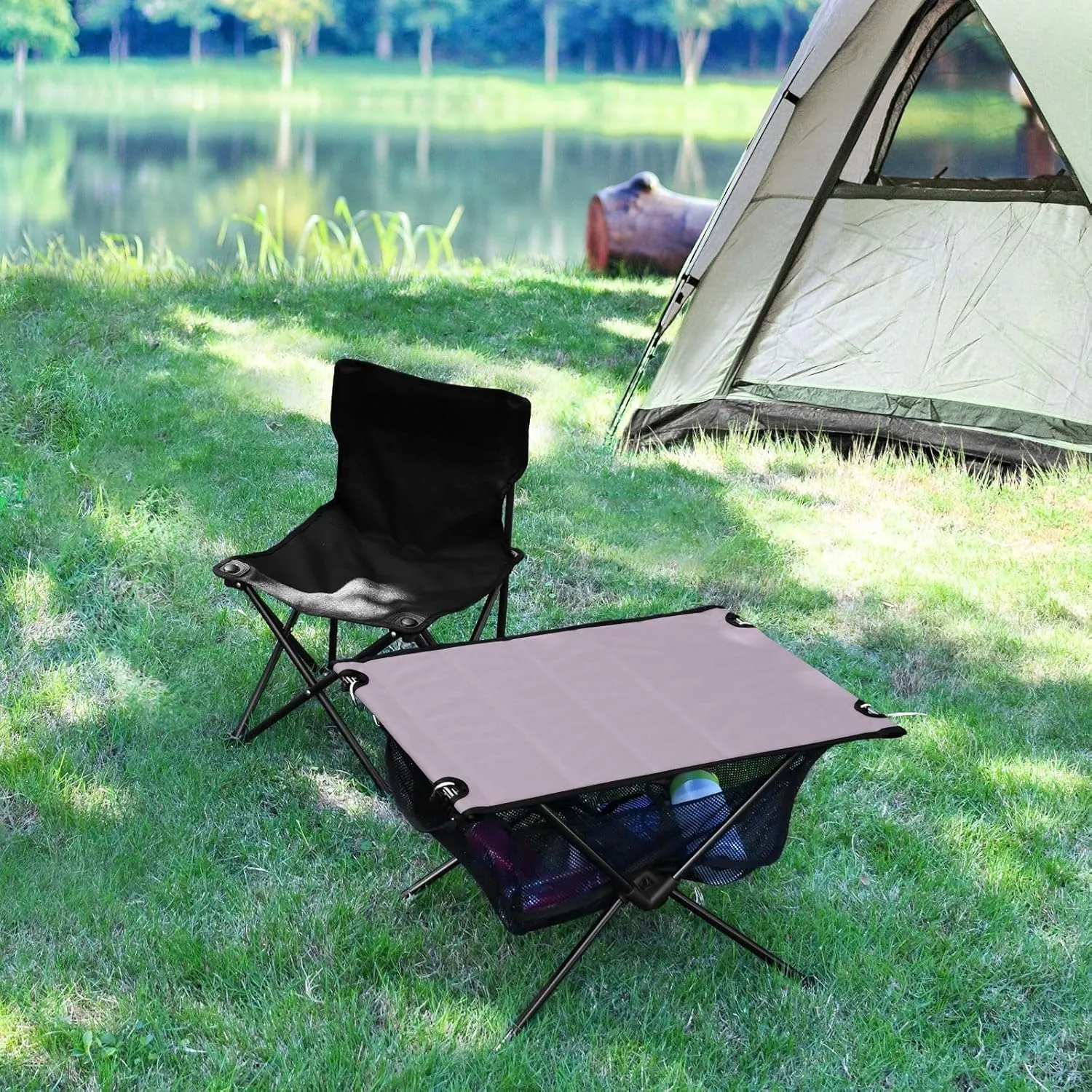 Emelivor Mauve Folding Camping Table Portable Beach Table with Carry Bag Small Picnic Table for Camping Hiking Fishing Garden Outdoor