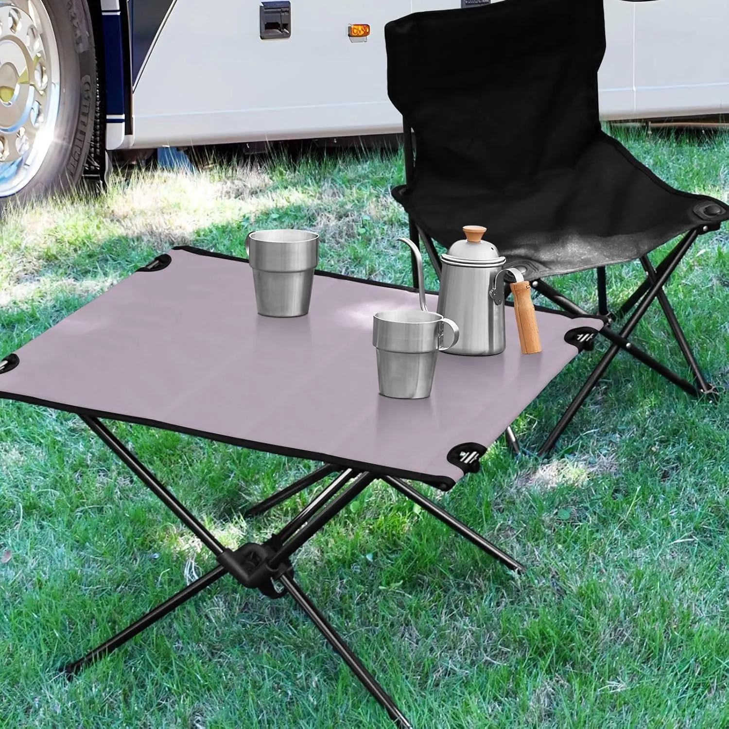 Emelivor Mauve Folding Camping Table Portable Beach Table with Carry Bag Small Picnic Table for Camping Hiking Fishing Garden Outdoor