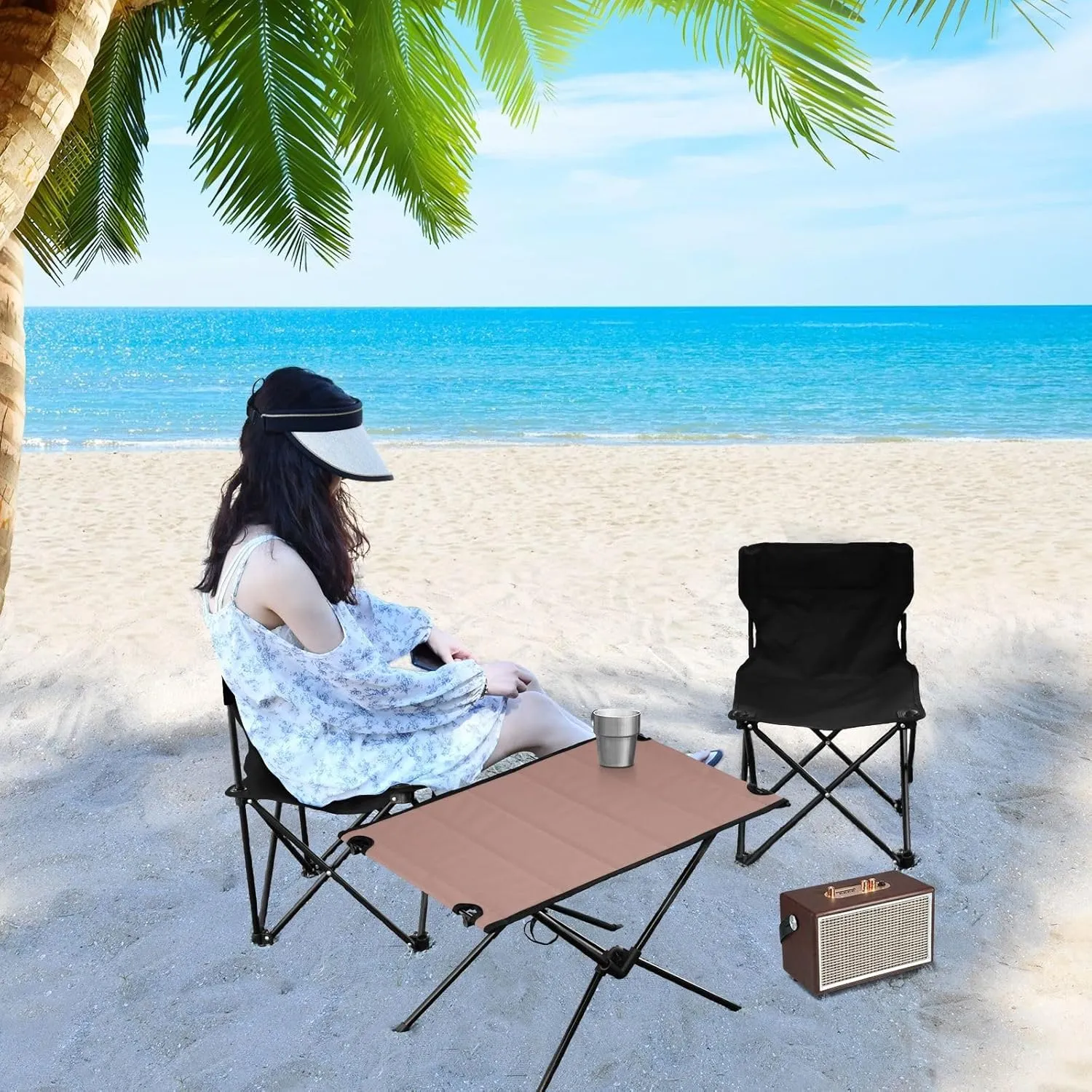 Emelivor Rose Gold Folding Camping Table Portable Beach Table with Carry Bag Small Camp Tables for Camping Outdoor Picnic Travel Cooking