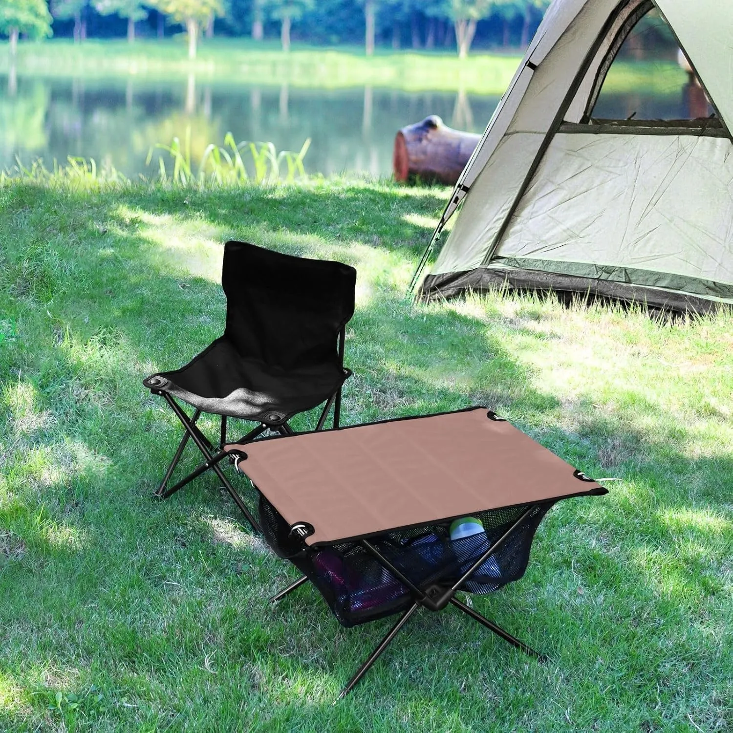 Emelivor Rose Gold Folding Camping Table Portable Beach Table with Carry Bag Small Camp Tables for Camping Outdoor Picnic Travel Cooking