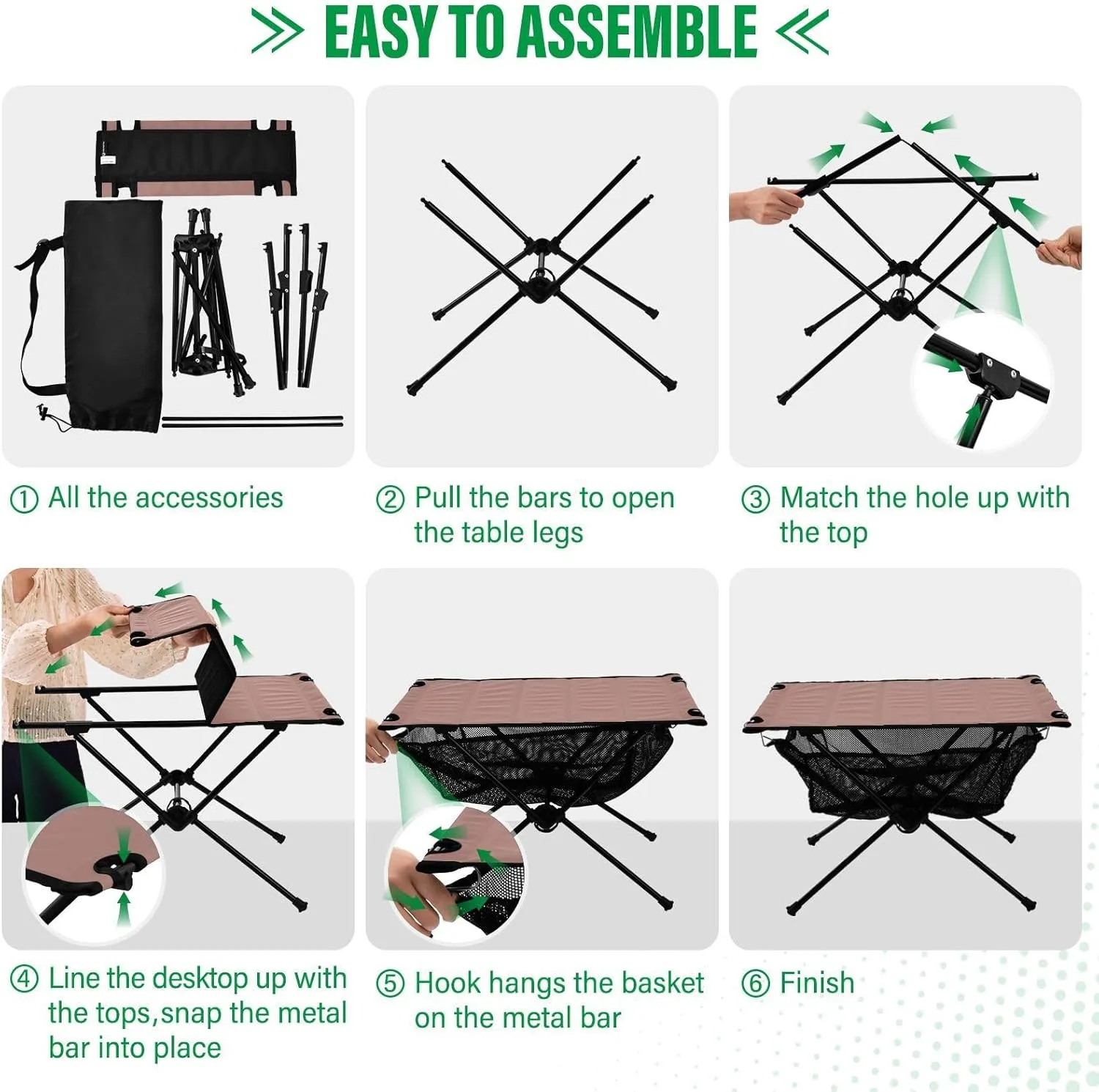 Emelivor Rose Gold Folding Camping Table Portable Beach Table with Carry Bag Small Camp Tables for Camping Outdoor Picnic Travel Cooking