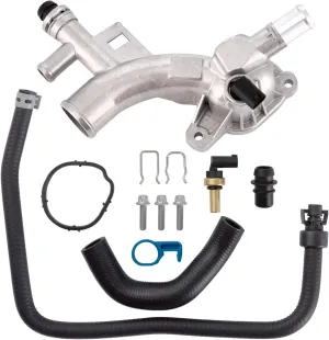 Engine Coolant Housing Water Outlet Aluminum with Hoses - Repalcement for Chevy Cruze, Sonic, Trax and Buick Encore 1.4L - Replaces 25193922, 13251447 and More