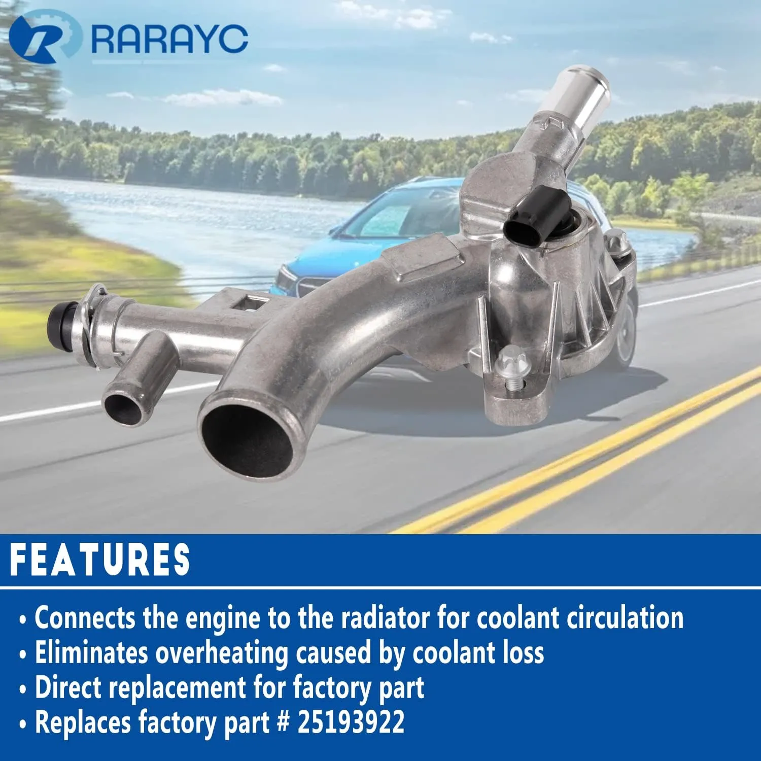 Engine Coolant Housing Water Outlet Aluminum with Hoses - Repalcement for Chevy Cruze, Sonic, Trax and Buick Encore 1.4L - Replaces 25193922, 13251447 and More