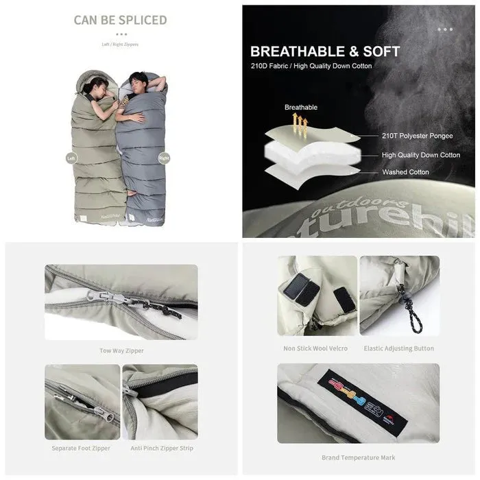 Envelop washable cotton sleeping bag with hood