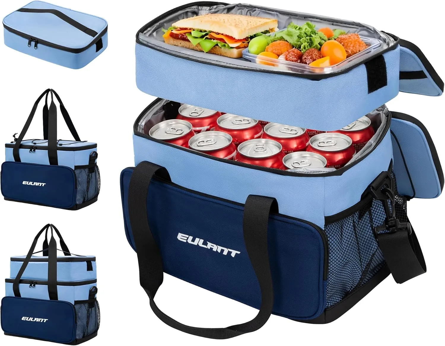 EULANT Large Waterproof Cooler Bag with Removable Lunch Bag,27 Can Collapsible Insulated Ice Chest Leak-Proof Cooler Bag for Men & Women Work Outdoor Beach Trips