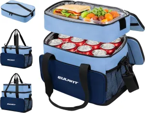 EULANT Large Waterproof Cooler Bag with Removable Lunch Bag,27 Can Collapsible Insulated Ice Chest Leak-Proof Cooler Bag for Men & Women Work Outdoor Beach Trips