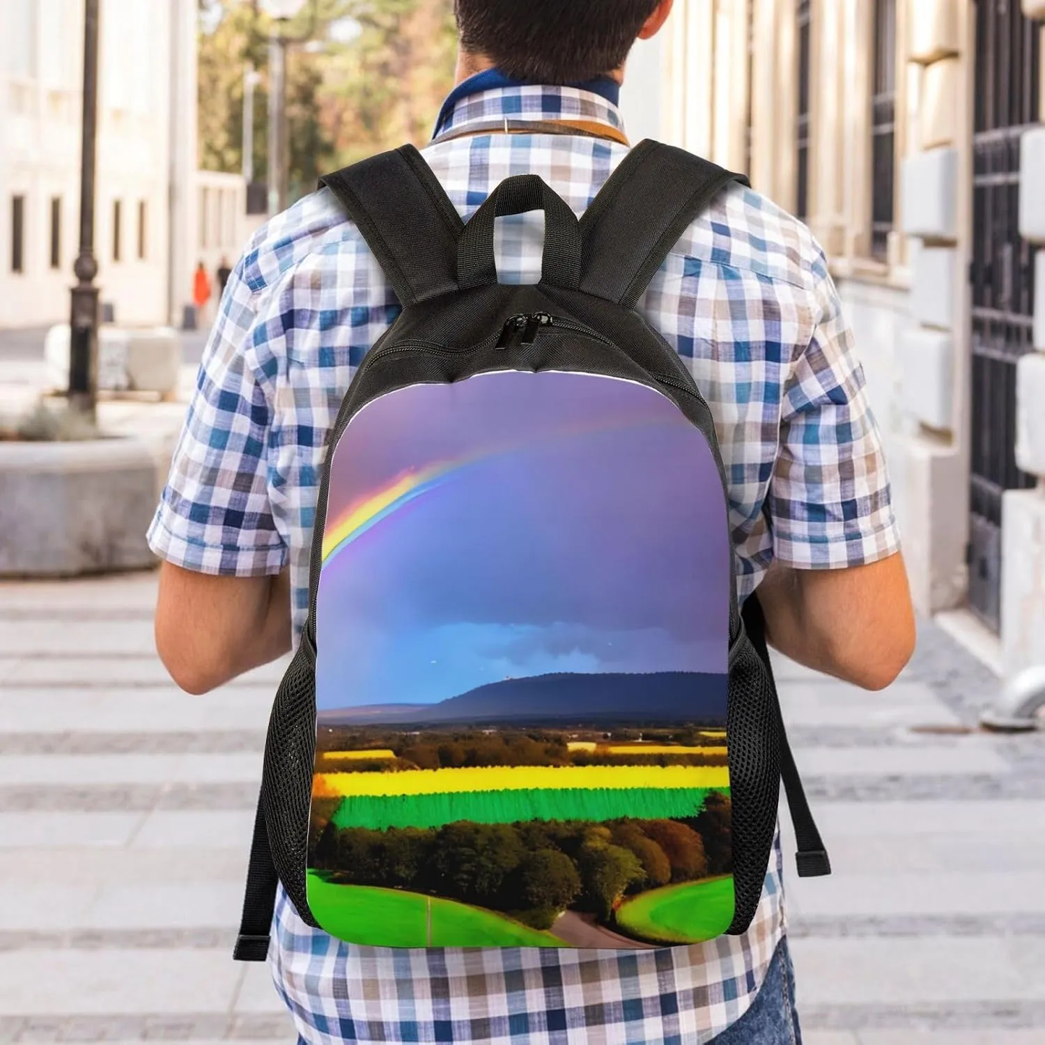 Evening Rainbow Printed Travel Laptop Backpack for Men Women, Funny Daily Use Computer Bag, Waterproof Casual Daypack