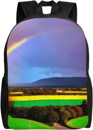 Evening Rainbow Printed Travel Laptop Backpack for Men Women, Funny Daily Use Computer Bag, Waterproof Casual Daypack