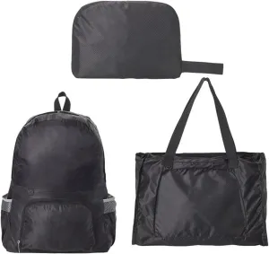 Expandable Tote Bag Foldable Duffle Bag For Outdoor Sports Multifunctional Travel Backpack Storage Bag (Black)