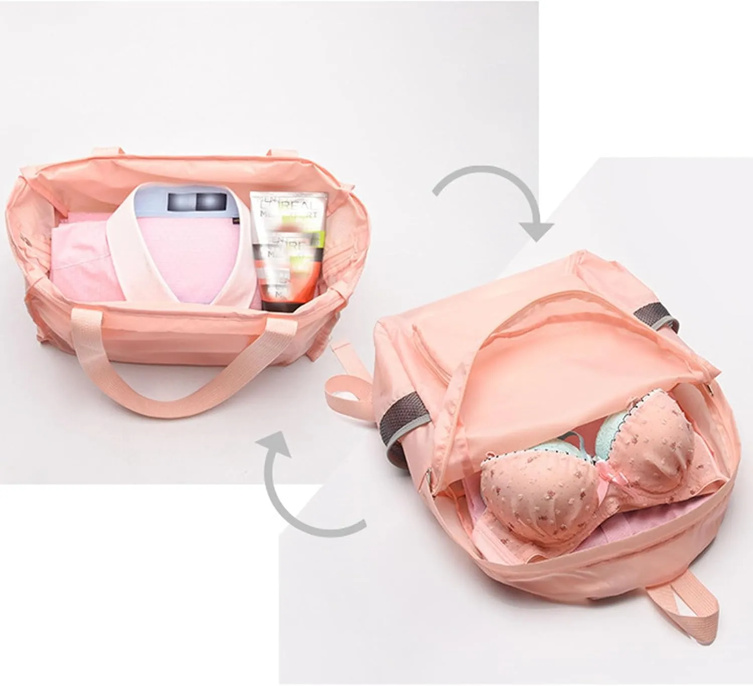 Expandable Tote Bag Foldable Duffle Bag For Outdoor Sports Multifunctional Travel Backpack Storage Bag (Black)