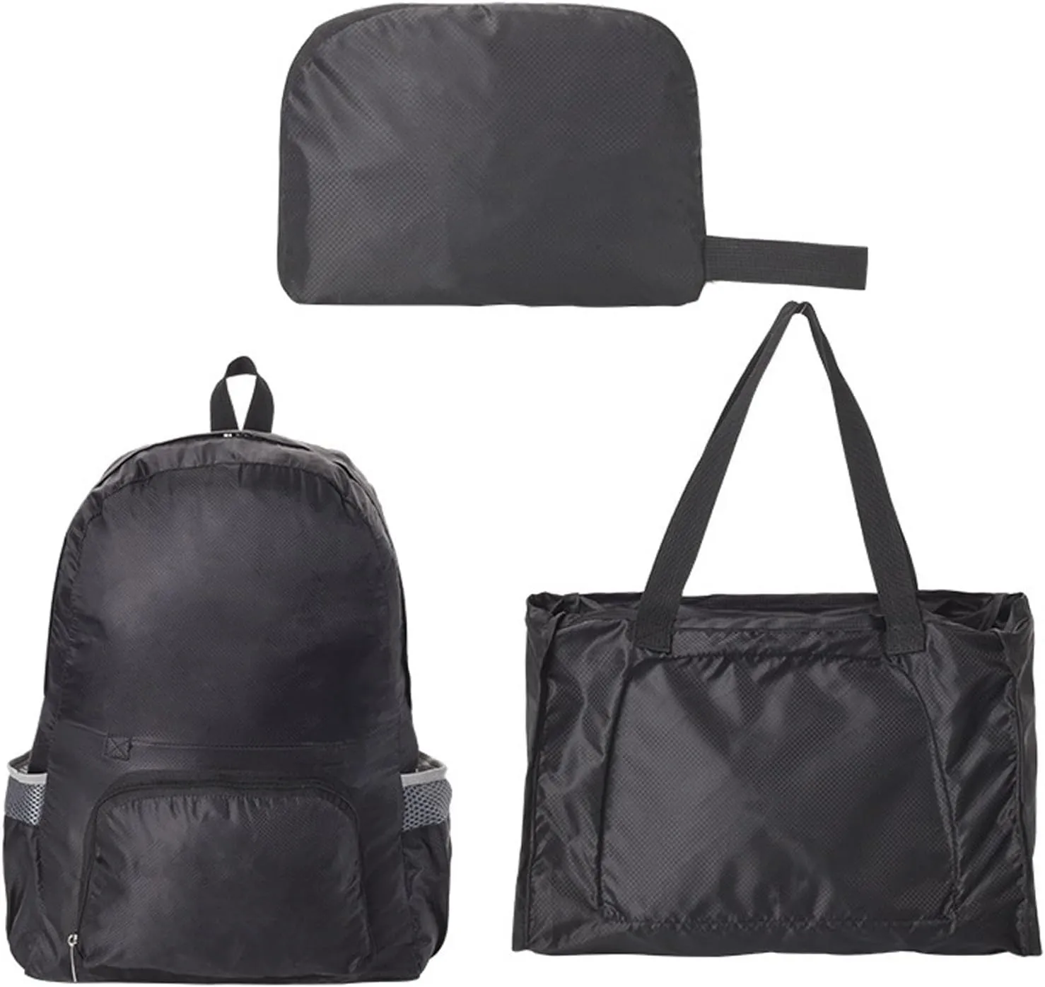 Expandable Tote Bag Foldable Duffle Bag For Outdoor Sports Multifunctional Travel Backpack Storage Bag (Black)