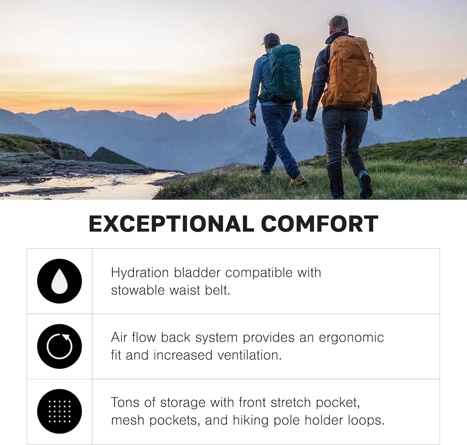 Exped Skyline Hiking Backpack, 20 Liter, Short/Medium, Gold