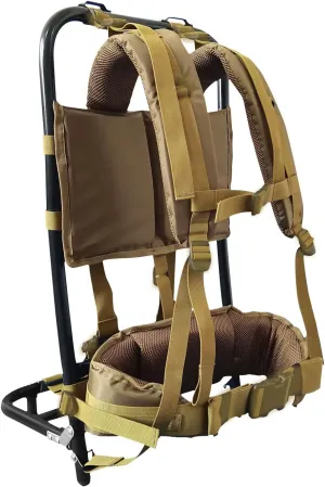 External Frame Backpacking Backpack,Hunting Large Load Aluminum Pack Frame,Adjustable Pack Frame Can Load 132Lbs,Portable Backpack Frame for Hiking,Travel,Mountaineering,Hunting,Khaki