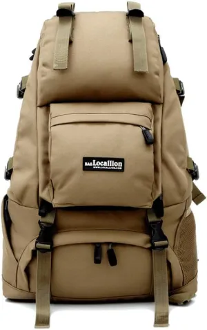 Eysee 40L Backpack, Canvas Camping Hiking Backpack, Trekking Backpack, Men Travel Bag, Khaki, 32 cm (L)*53 cm (H)*22 cm (W)