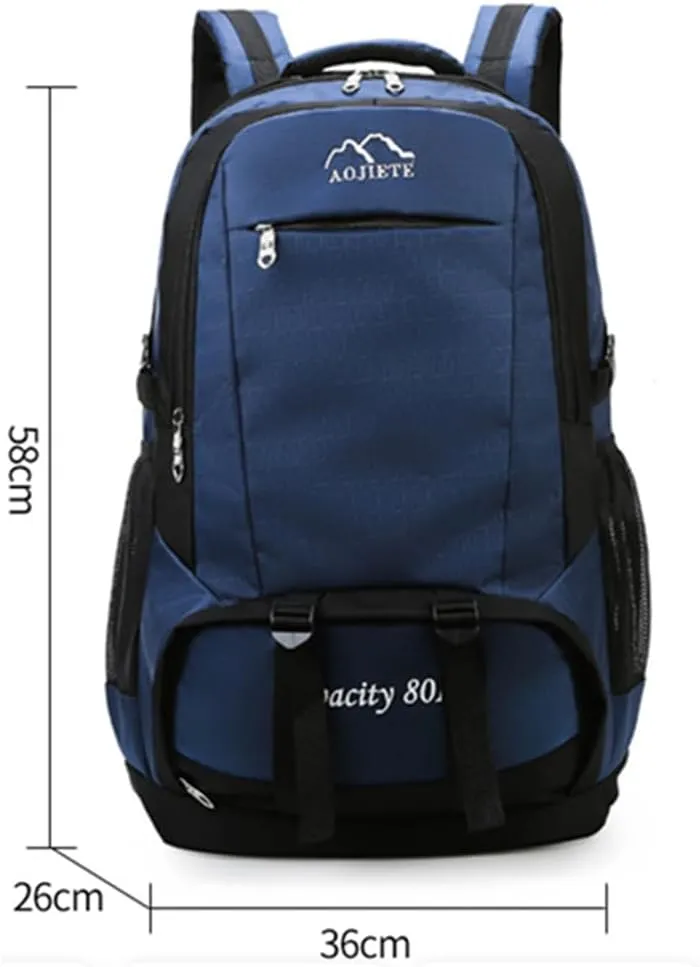 Eysee 60L Nylon Fabric Backpack, Men Outdoor Backpack, Camping Hiking Backpack,Trekking Daypack, Dark Blue