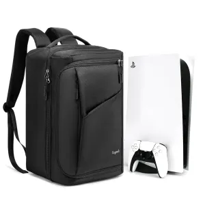 Ezgnuk Game Backpack for PS5 Console, Protective Travel Carrying Case, Large Capacity Storage Bag with Zippered Pocket for PlayStation 5, Laptop, Headphones, Game Discs and Accessories