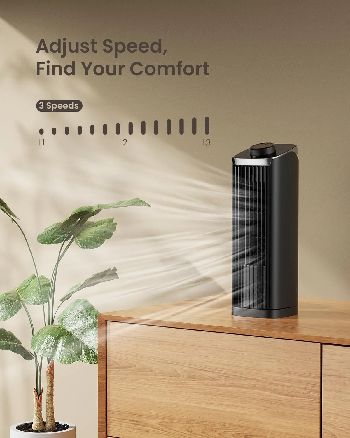 Fan for Bedroom, 13" Tower Fan, 3 Speeds Max 23ft/s, 70° Oscillating Desk Fan, Bladeless Standing Fan, Portable Fans, 2025 New Cooling Fans for Office, Home