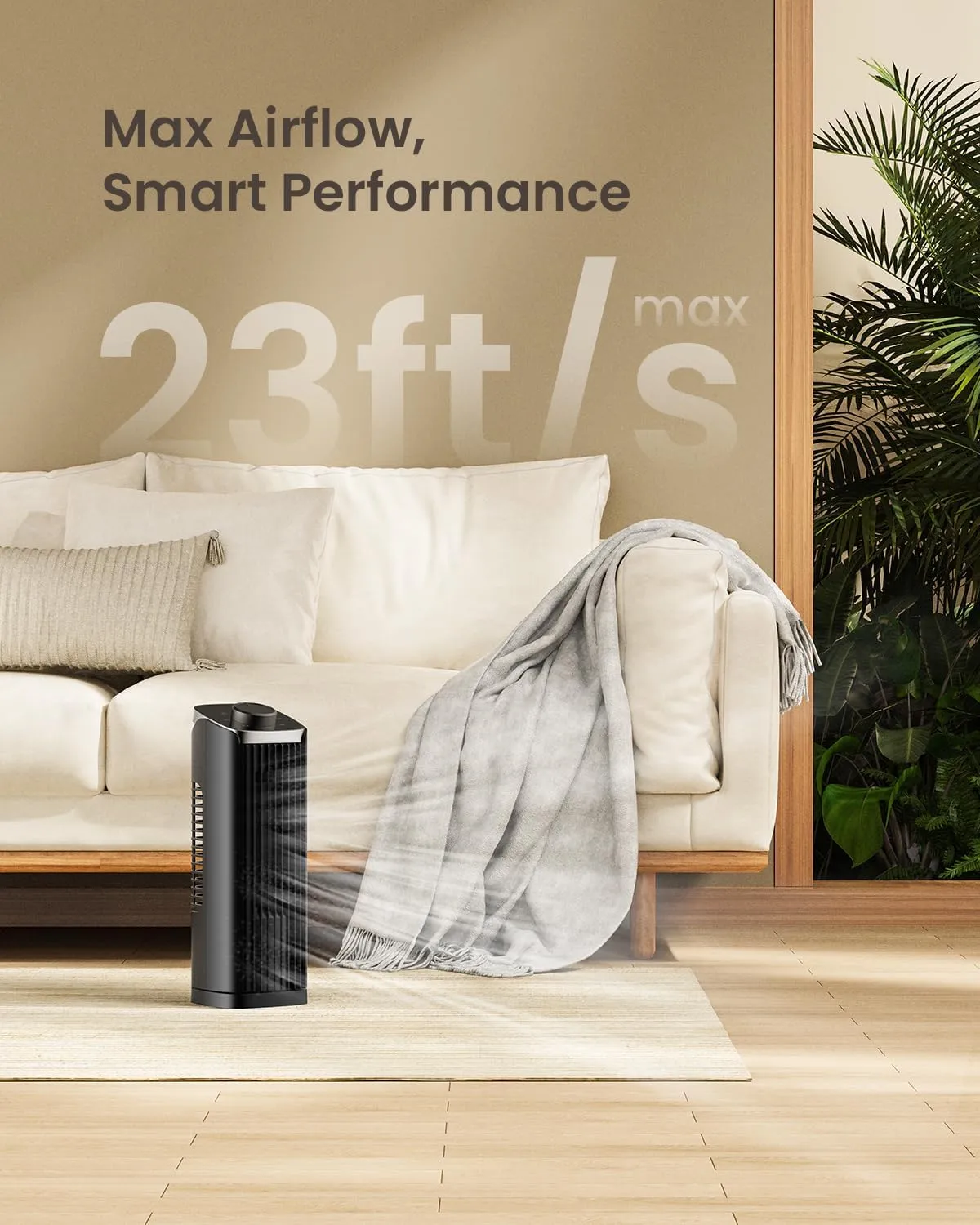 Fan for Bedroom, 13" Tower Fan, 3 Speeds Max 23ft/s, 70° Oscillating Desk Fan, Bladeless Standing Fan, Portable Fans, 2025 New Cooling Fans for Office, Home