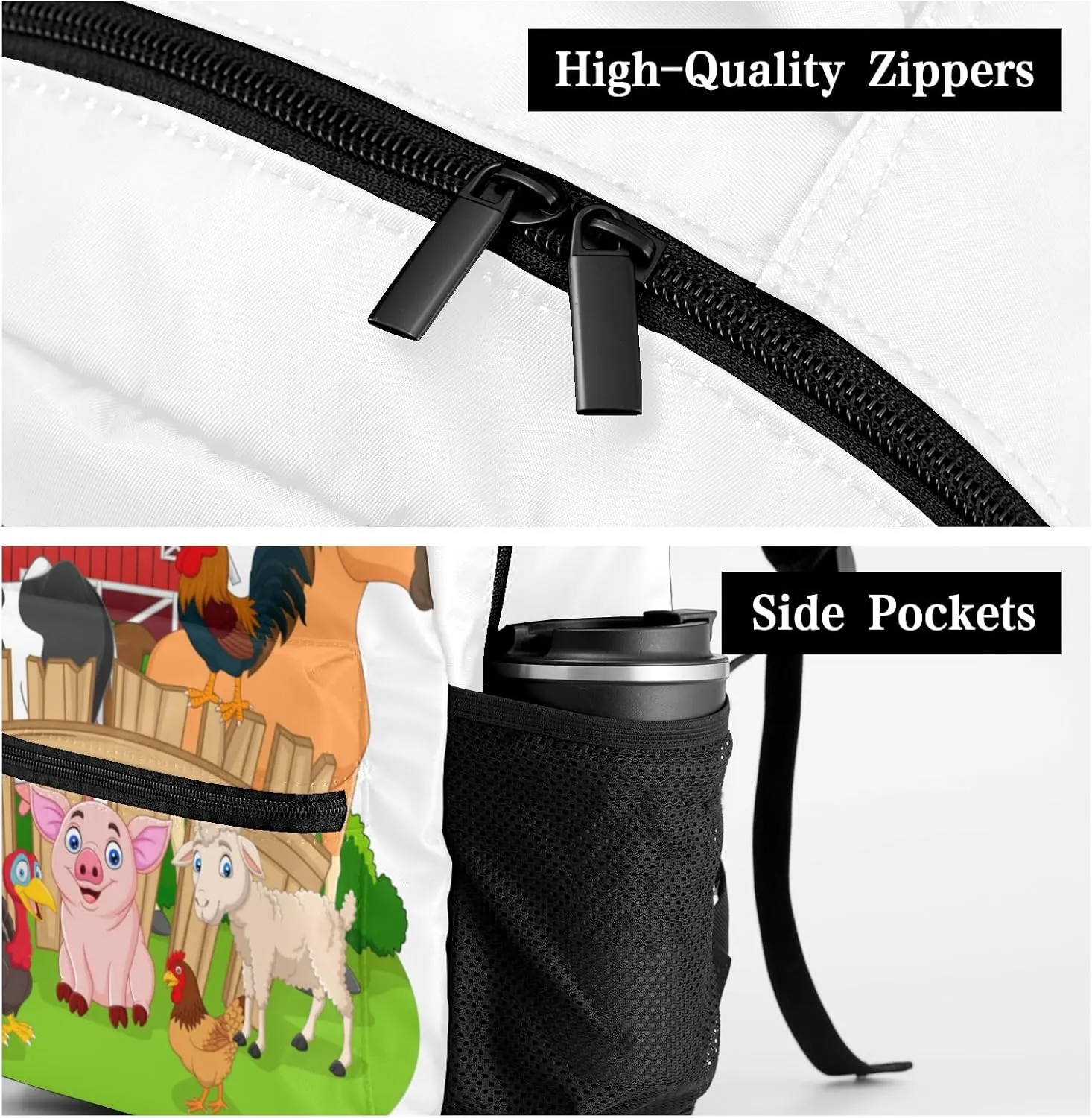 Farm Animals Personalized School Backpack for Kid Boy Girls Primary Daypack Bookbag Custom Name Travel Bag