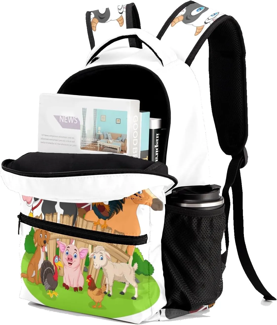 Farm Animals Personalized School Backpack for Kid Boy Girls Primary Daypack Bookbag Custom Name Travel Bag