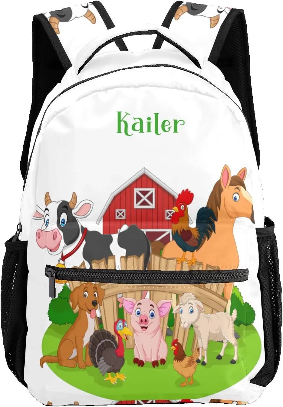 Farm Animals Personalized School Backpack for Kid Boy Girls Primary Daypack Bookbag Custom Name Travel Bag