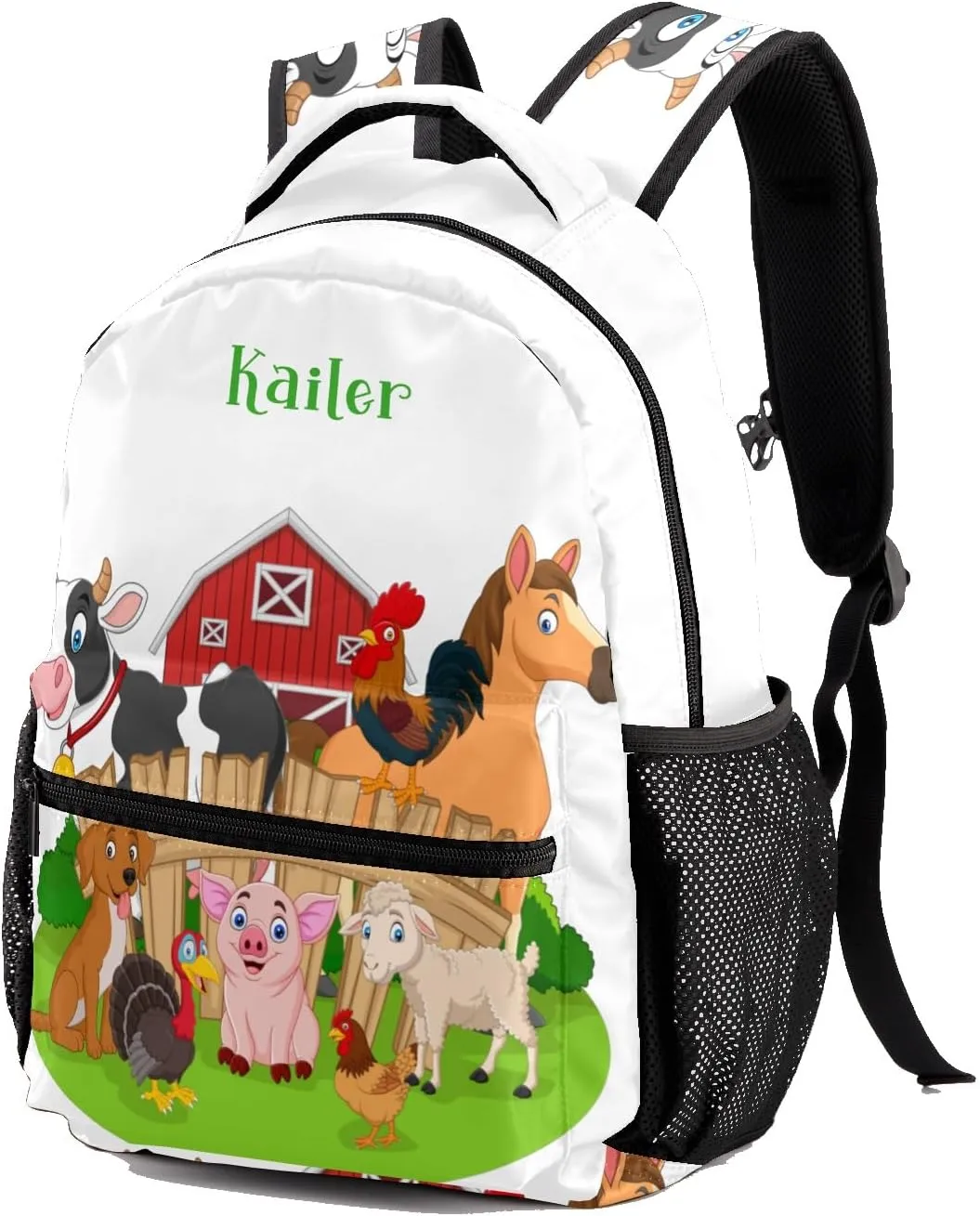 Farm Animals Personalized School Backpack for Kid Boy Girls Primary Daypack Bookbag Custom Name Travel Bag