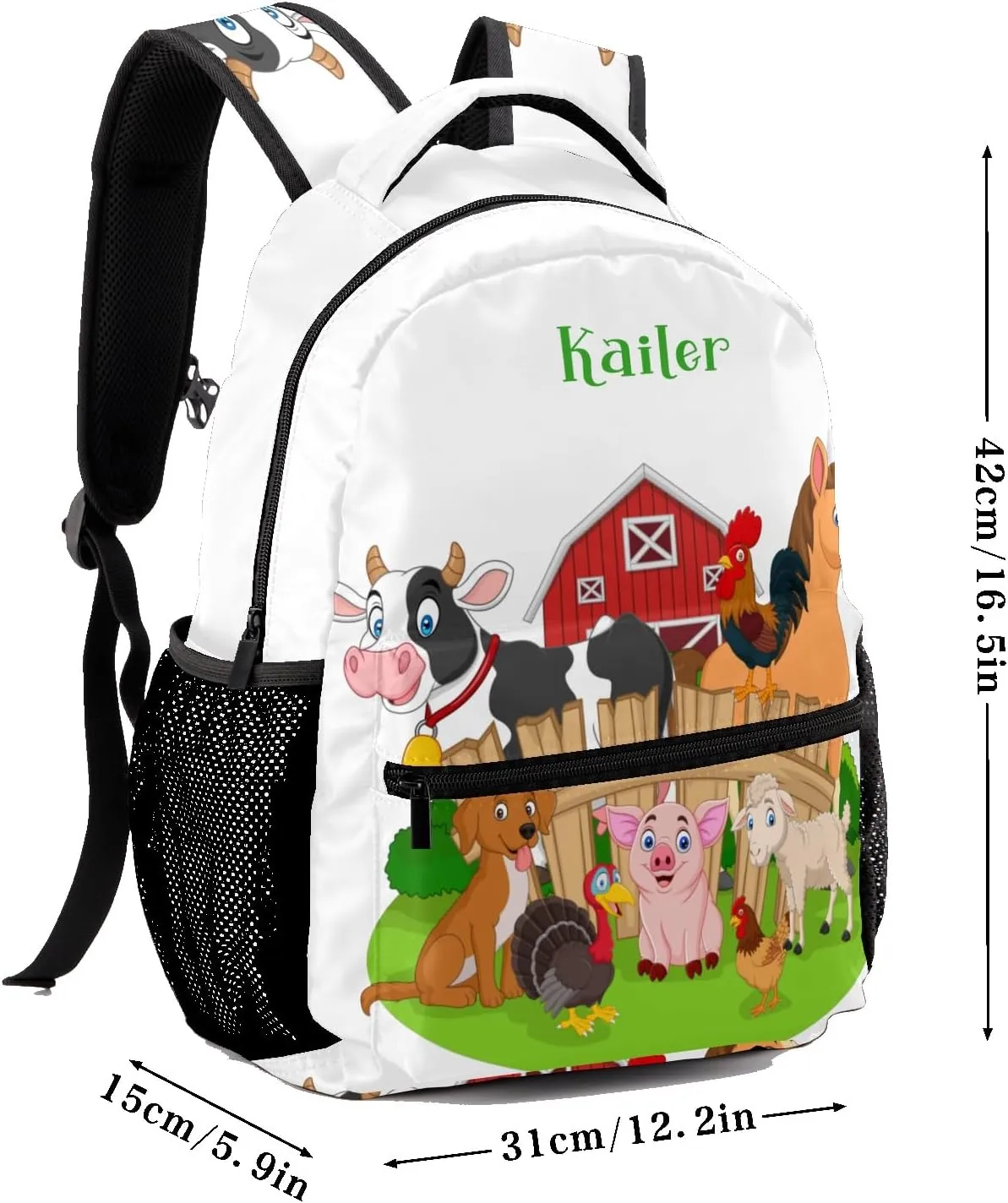 Farm Animals Personalized School Backpack for Kid Boy Girls Primary Daypack Bookbag Custom Name Travel Bag